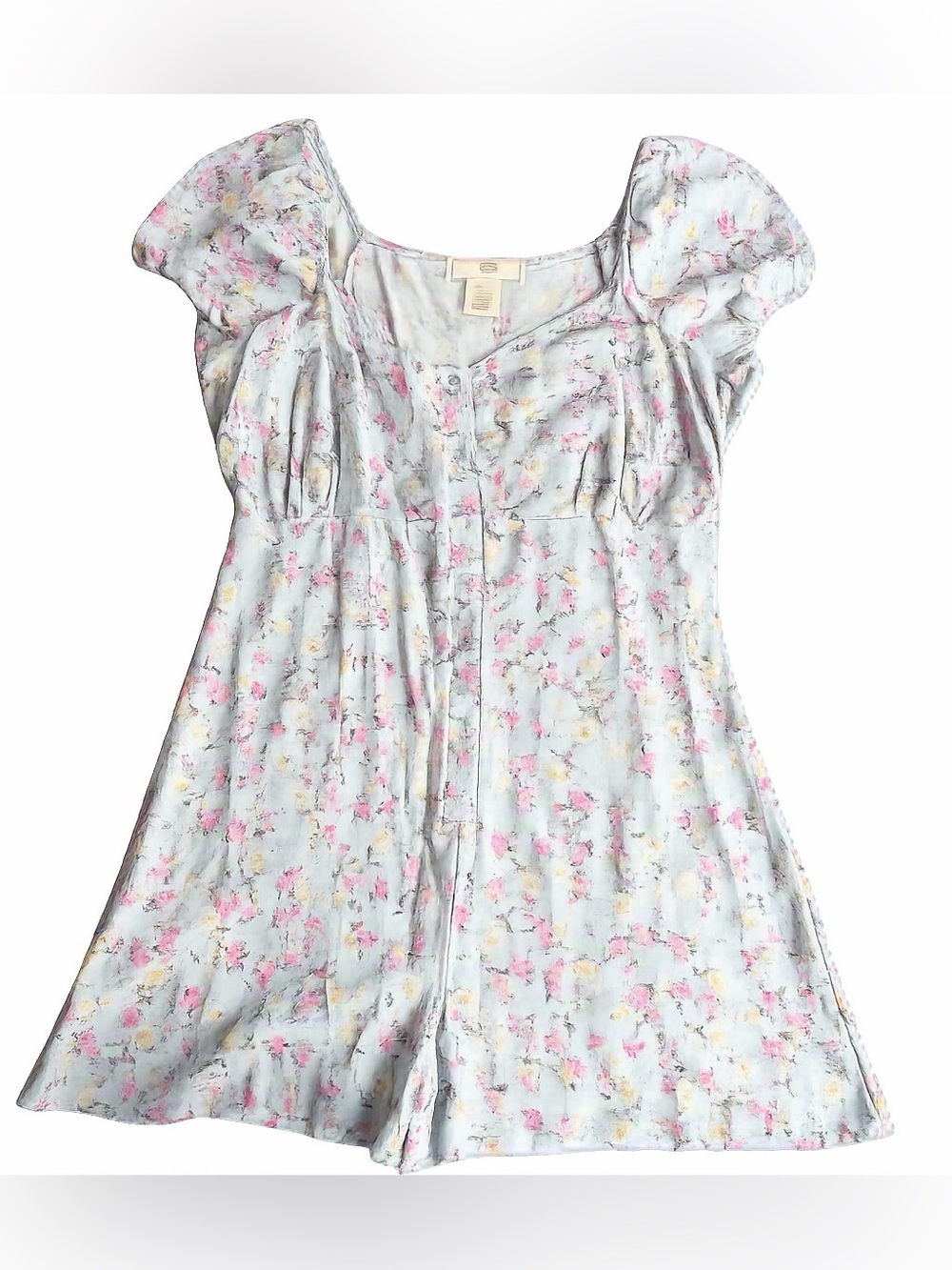 Floral Print Light Blue Women's Romper